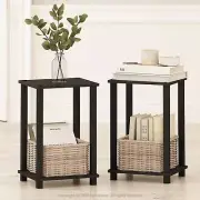 Simplistic Compact Bedside Table, Nightstand, Espresso/Black, Set of 2