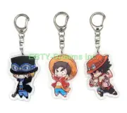 Set of 3 OP Anime Acrylic Keychain Portgas D. Ace Sabo Monkey D. Luffy v1