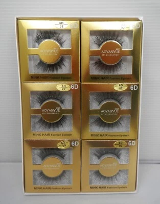 Aoyasiyue 6D False Eyelashes Mink Hair Eye Lashes Black 12 Pair