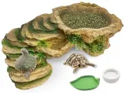 Large Turtle Basking Platform Rock Reptile Resting Terrace Resin Bearded