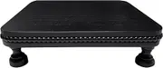 dwellington Farmhouse Display Wood Riser, 12" Decorative Black Beaded Pedestal Stand, Square Tiered Tray Decor for Kitcher Decor, Countertop