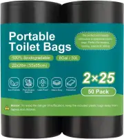 100 Portable Toilet Bags, Thickened Biodegradable Camping Toilet Bags for Portab