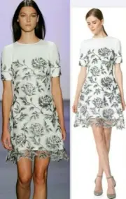 Tadashi Shoji Neoprene Metallic Corded Lace Tulle Overlay Sabi Runway Dress 8