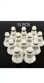 12Pc White Goose Feather Badminton Sport Shuttlecocks Durable Training-Badminton