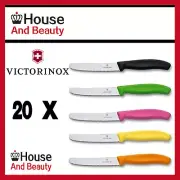 20 x Victorinox Steak Sausage Tomato Knife 11cm Round Tip Wavy Edge Colourful