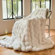 CottonMore Super Soft Large Faux Fur Winter Blanket Throw Rug 160x200cm White