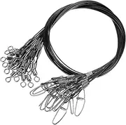 uxcell Fishing Wire Leaders 20", 15 Pack 150lb High Strength Carbon Steel Nylon Coated Fishing Line with Swivel Snap for Saltwater Freshwater, Black
