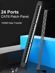 24 Port Cat5e/Cat6 Patch Panel 1U Tool-Free Rack Mount Network Panel with Labels