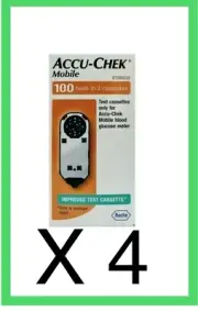 4 x Accu-Chek Mobile Glucose Test Strips 100 Tests( EXPRESS post ) EXP 07/25