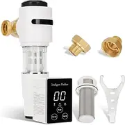 Auto Flush Sediment Filter, Spin Down Water Filter with Touch Screen, 50 Micron Reusable Whole House Water Filter, Food-Grade Material, 360° Rotatable Head，Pressure Gauge, Dual Power Supply