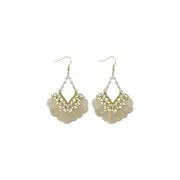 Shell Tassel Earrings Court Style Geometric Scalloped Design Fashion Jewelry