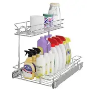 Under Sink Cabinet Organizer Two Tier Pull Out Shelf (11.75W x 17D), 11.75W17D