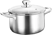 BUGUUYO Stainless Steel Soup Pot Stainless Steel Pot Stockpot with Lid Kitchen Cookware Silver Glass