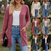 Holiday Ladies Open Front Cardigan Long Jumper Button Up Casual Loose Coat Tops/