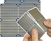 ElectroCookie Snappable PCB, Strip Board with Power Rails for Arduino and Electronics, Gold-Plated, 3.8"x3.5" (2 Pack, Blue)