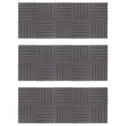 Hardwood Decking Tiles 30 Pcs Grey Wash 30cm Weather Resistant Balcony Tile Set