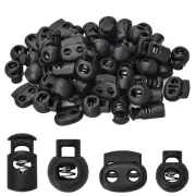 60 Pcs Plastic Cord Locks 4 Styles Spring Toggle Stopper Single Double Hole S...