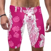 [FNETJXF] Mens Swim Briefs, Mens Bikini Swimwear, Llama Cartoon Animal Pink