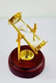 Brass Hourglass 5" Sand Timer Sandglass Timer with Sparkling White Sand for Home