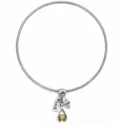 NWT Brighton WISH Wishbone Gold Heart Luck Silver Charm Bangle Bracelet MSRP $44