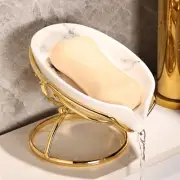 Leaf-Shaped Ceramic Soap Dish with Drain, Holder, Saver, Tray, Bar Soap Holde...