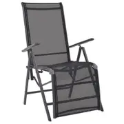 Reclining Deck Chair Aluminium and Textilene Black vidaXL