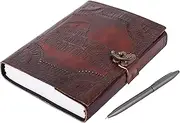 OVERDOSE Colosseum Brown Leather Journal - Handmade Journal For Students, Office Bound Leather Journal for men & women | Sketchbook | Notebook Diary - 6 x 8 inches | 15 x 20 cm | A5