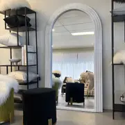 TOOLKISS Sierra Arched Step Mirror – Beach White – Large Full Length Mirror (180cm x 100cm) – Modern Bathroom Mirror with Layered Stepped Frame for Contemporary Interiors