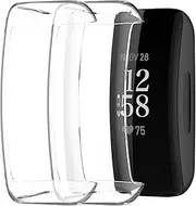 2-Pack Screen Protector Case Compatible with Fitbit Inspire 2, Soft TPU Plated Case Rugged Cover All-Around Protective Case (Clear/Clear)