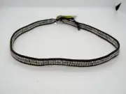 NWT New Lucky Brand Black Leather Cord Strap Silver Tone Beaded Women Necklace