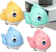 Pull-Back Fish Toy - Baby Car Toy | Car Toys for Babies | 4X Cartoon Baby Push and Go Toys Fish | Learning Crawl Walking Toddler Development Cute Interactive Fun Sea Animal Playset for Kids