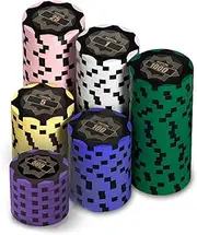 HEITOK Clay Poker Chips Set 100 Chips with Number for Texas Hold'em, 14 g Professional Weight & Casino Blackjack Poker Set, Casino Game for Adults