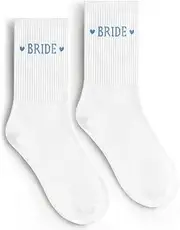 [Etercycle] Bride Socks, White Blue Bride To Be Something Blue Gift, Soft Cotton Bridal Socks For Women Engagement Wedding Bridesmaid Gifts Bachelorette Party Favor Honeymoon Essentials Decorations