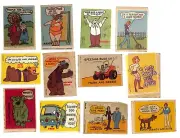 Group of 12 c1973 Funny Nylon Cloth Shirt Stickers incl. Scooby Doo Josie (#10)