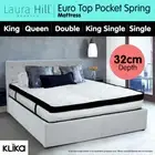 New Queen King Single Double Mattress Bed Size Euro Top 5 Zone Spring Foam 32cm