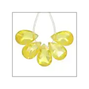 10x Cubic Zirconia Flat Pear Briolette Beads 4x6mm Yellow #64841