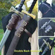 Medieval Leather Double Sword Holder Back Scabbard Warrior Cosplay Sword Holder