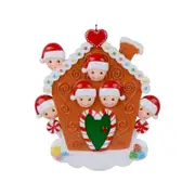 Nevenka Christmas Hanging Ornaments Personalized Gingerbread House Family of 6