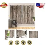 Vintage Grey Wood Barn Door Curtains - Chic Blackout Drapes for Farmhouse Decor