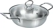 BESTOYARD Stainless Steel Instant Noodles Pot with Lid Double Handle Soup Pot for Ramen and Seafood Versatile Kitchen Cookware for Home and Restaurants