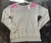 Justice Girls 14/16 Sweatshirt Gray Sequins Pink Purple Long Sleeve