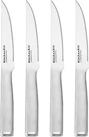 KitchenAid Gourmet Forged Steak Knife Set, High-Carbon Japanese Stainless Steel, 4 Piece, Brushed