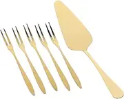 LABRIMP 1 Set Elegant Stainless Steel Cake Server Kit with Fruit Forks for Weddings Parties and Family Gatherings Comfortable and Present Ready Packaging