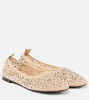 [Tory Burch] Tory Burch Crystal-embellished mesh ballet flats UK 5 white