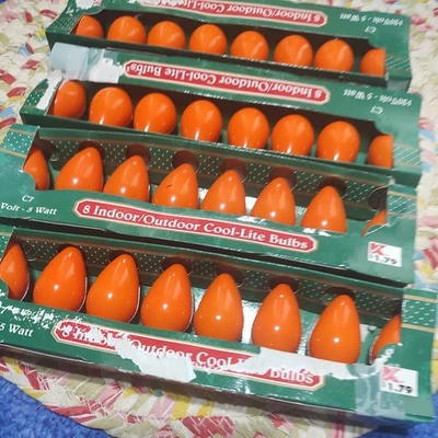 Vintage Christmas Light Bulbs C7 5W K-Mart 8 x4= 32 All ORANGE Bulbs #714