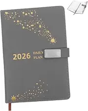 HOMSFOU Pu Daily Planner Notebook: 2026 A5 Journal Monthly Notebook Agenda Organizer with Index Bookmarks for Business Notes Personal Use