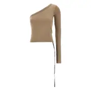 [Rick Owens Drkshdw] Rick Owens Drkshdw Ziggy Asymmetric-neckline T-shirt S NEUTRALS
