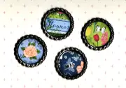 Graphic45 SPRING IS IN THE AIR #403 (4) ANTQ SILVER Bottle Cap Accents HANDMADE