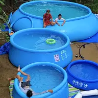 在飛比找蝦皮商城優惠-充氣夾網遊泳池 圓形游泳池 成人洗澡池 兒童游泳戲水池 大型