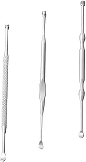 LOLIPPYY 3Pcs Stainless Steel Ear Wax Spoon Kit Durable Double Headed Ear Cleaner for Wax Removal Safe Daily Use Easy to Clean for Ear Care